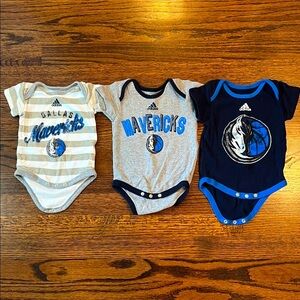 Bundle of Adidas Dallas Mavericks Infant Bodysuits- Cream, Gray, Black